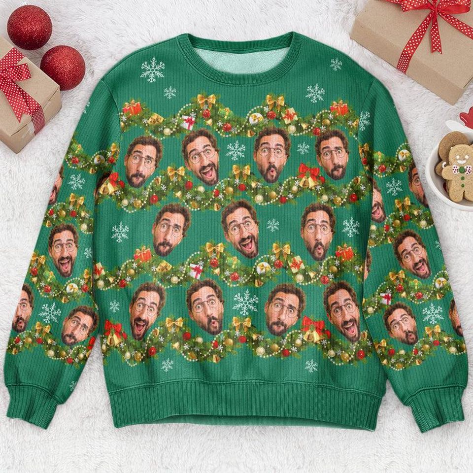 Personalized Photo Ugly Sweater, Custom Christmas Sweater Funny Face Xmas