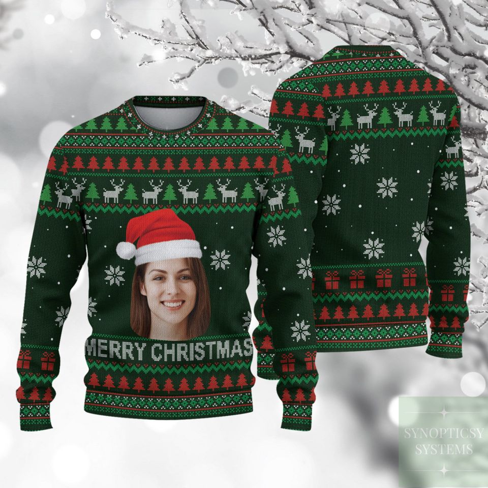 Personalized Photo Ugly Sweater Funny Christmas Ugly Sweatshirt, Custom Face Sweater