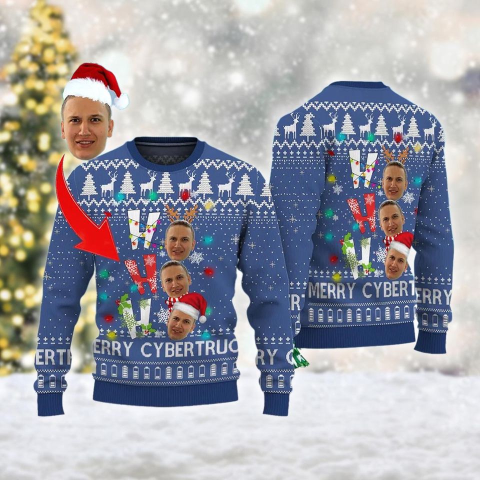 Personalized Photo Ugly Sweater - Ho Ho Ho Edition - Image 3