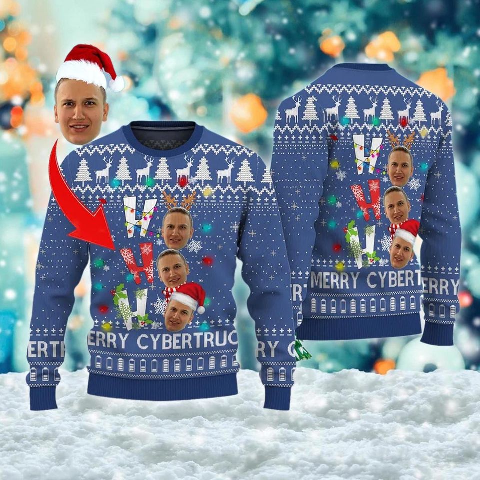 Personalized Photo Ugly Sweater - Ho Ho Ho Edition