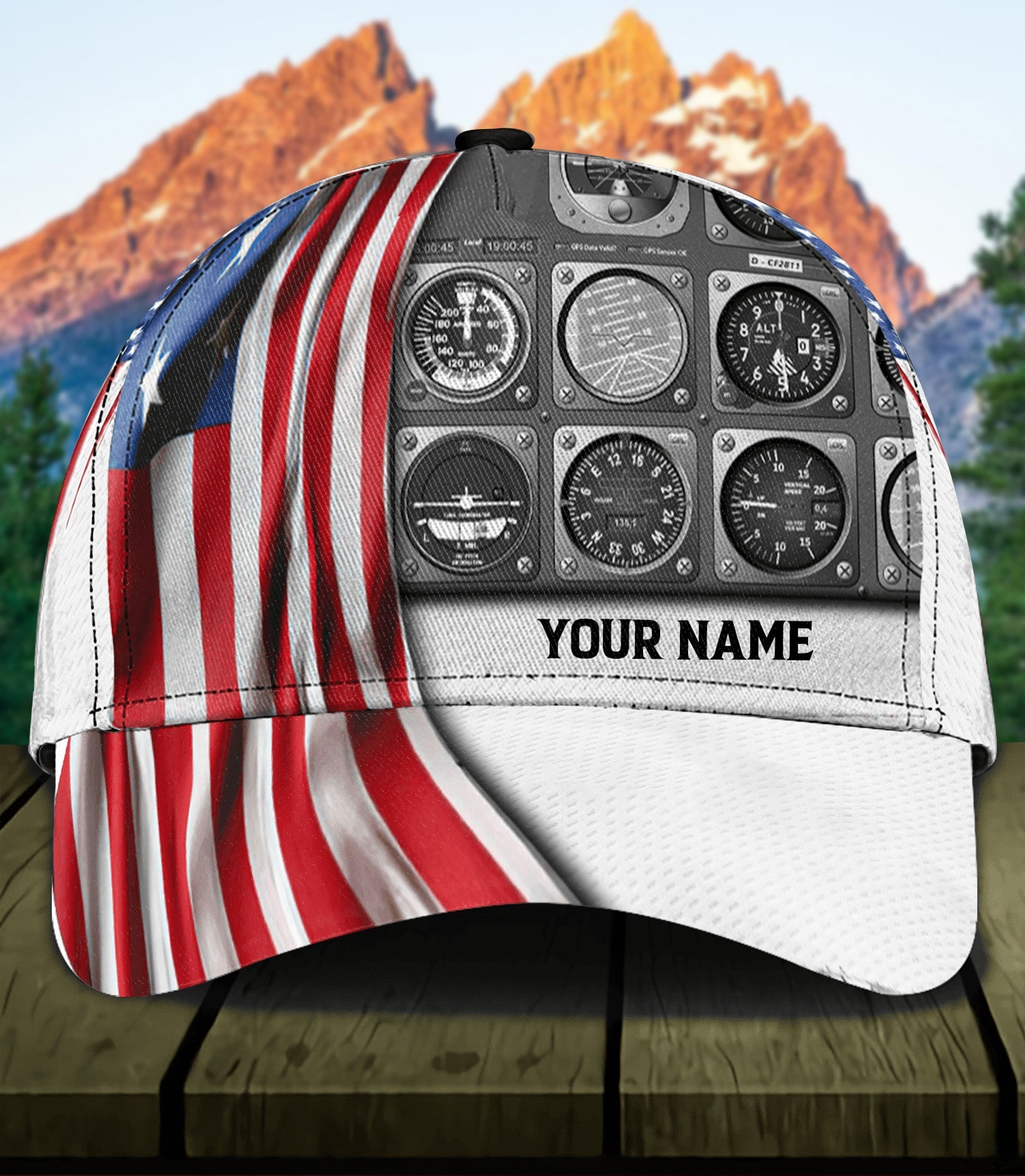 Personalized Pilot Classic Cap With American Flag, Personalized Gift for Pilot Trucker Hats Custom Hats Gifts For Men & Women