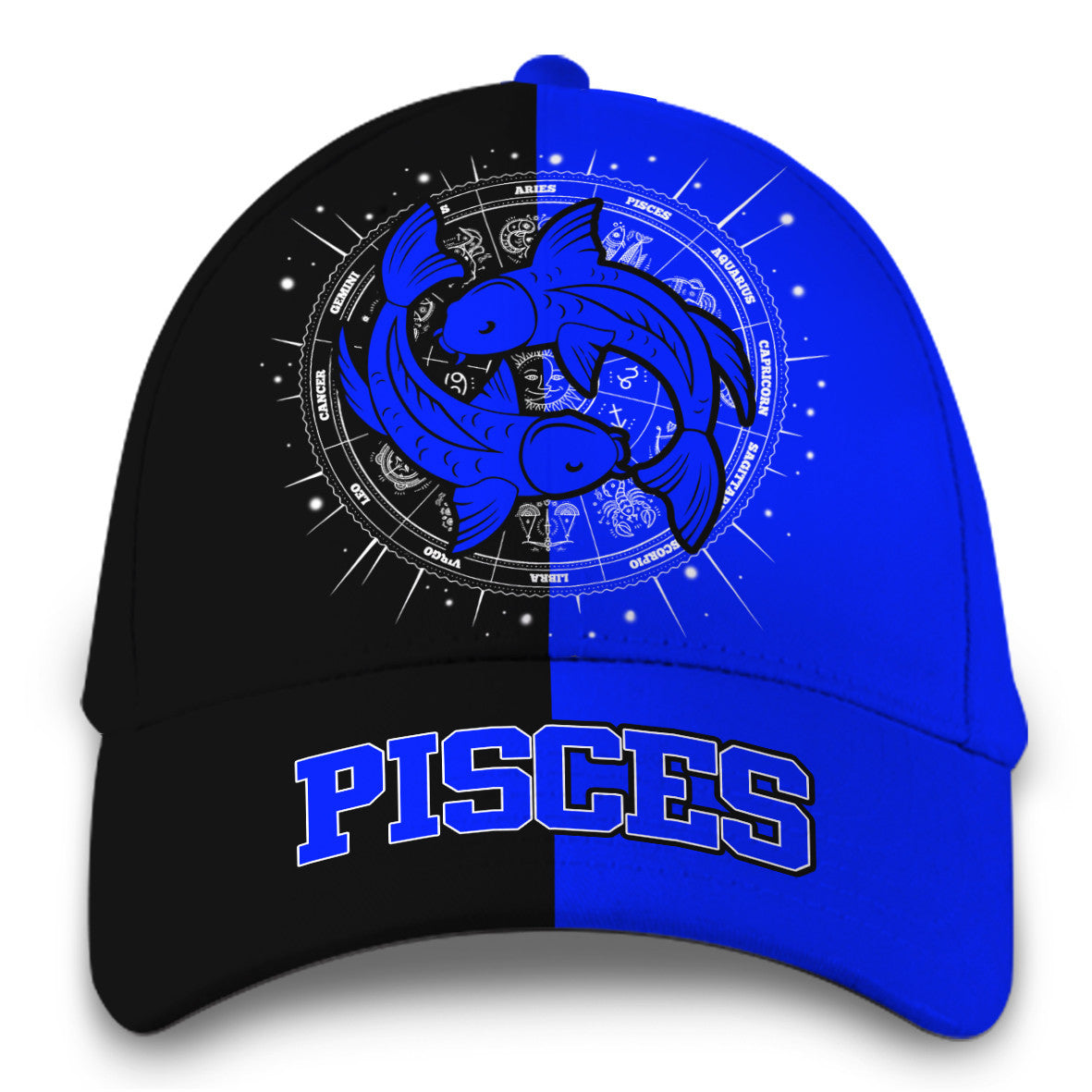 Personalized Pisces Blue Zodiac Hat Classic Cap Trucker Hats Custom Hats Gifts For Men & Women