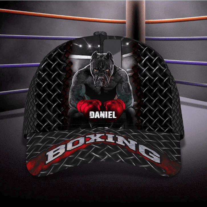 Personalized Pitbull Boxing Vintage Cap for Men, Pitbull Lovers, Boxing Lovers Hat for Him Trucker Hats Custom Hats Gifts For Men & Women