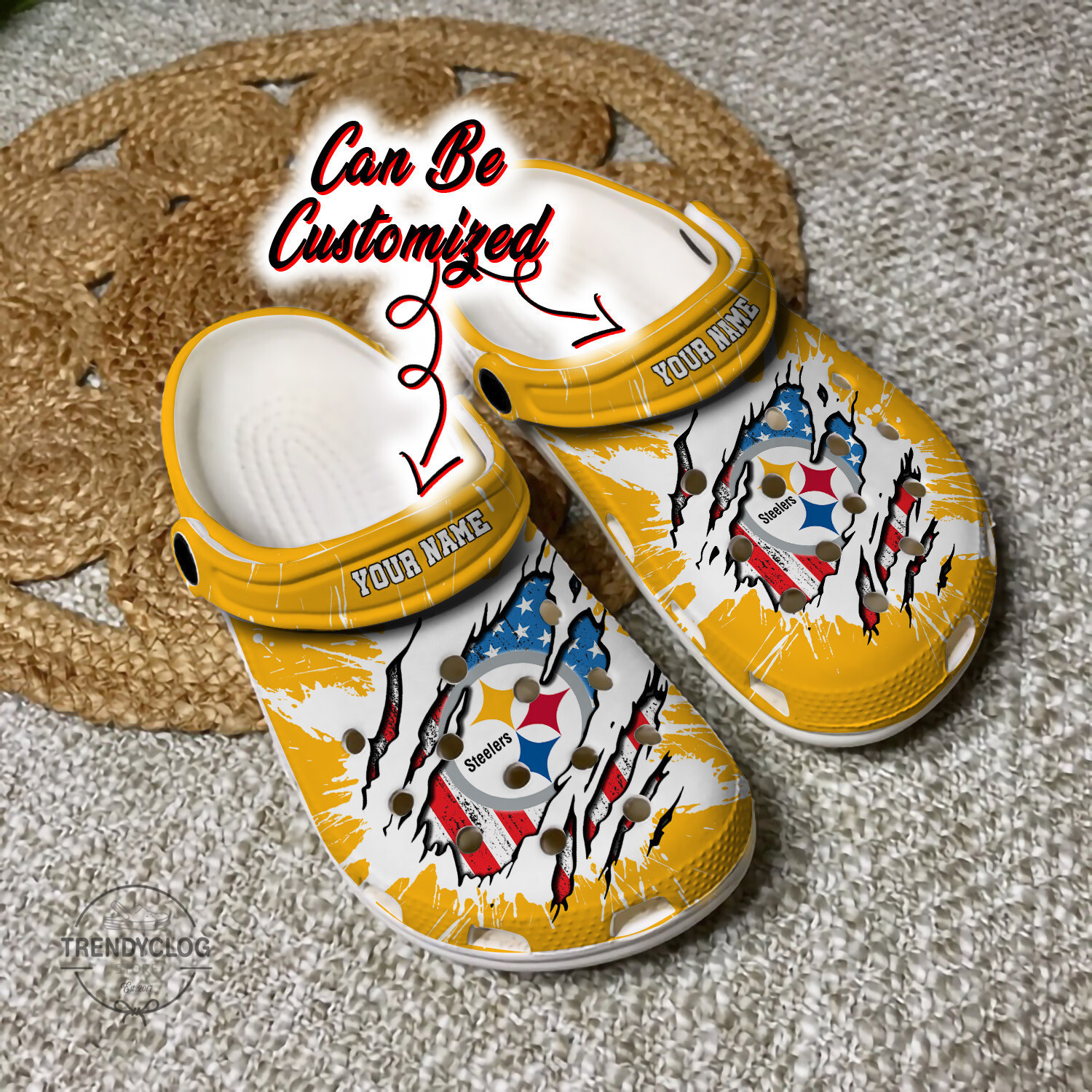 Personalized PitSteelers Football Team Crocs Clog Custom Name Shoes