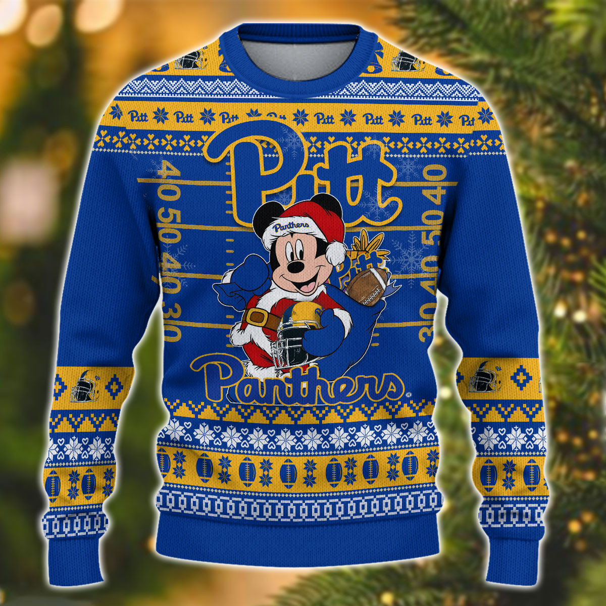 Personalized Pittsburgh Panthers Mickey Ugly Christmas Sweater Adult 3D Funny Matching for family - Image 2