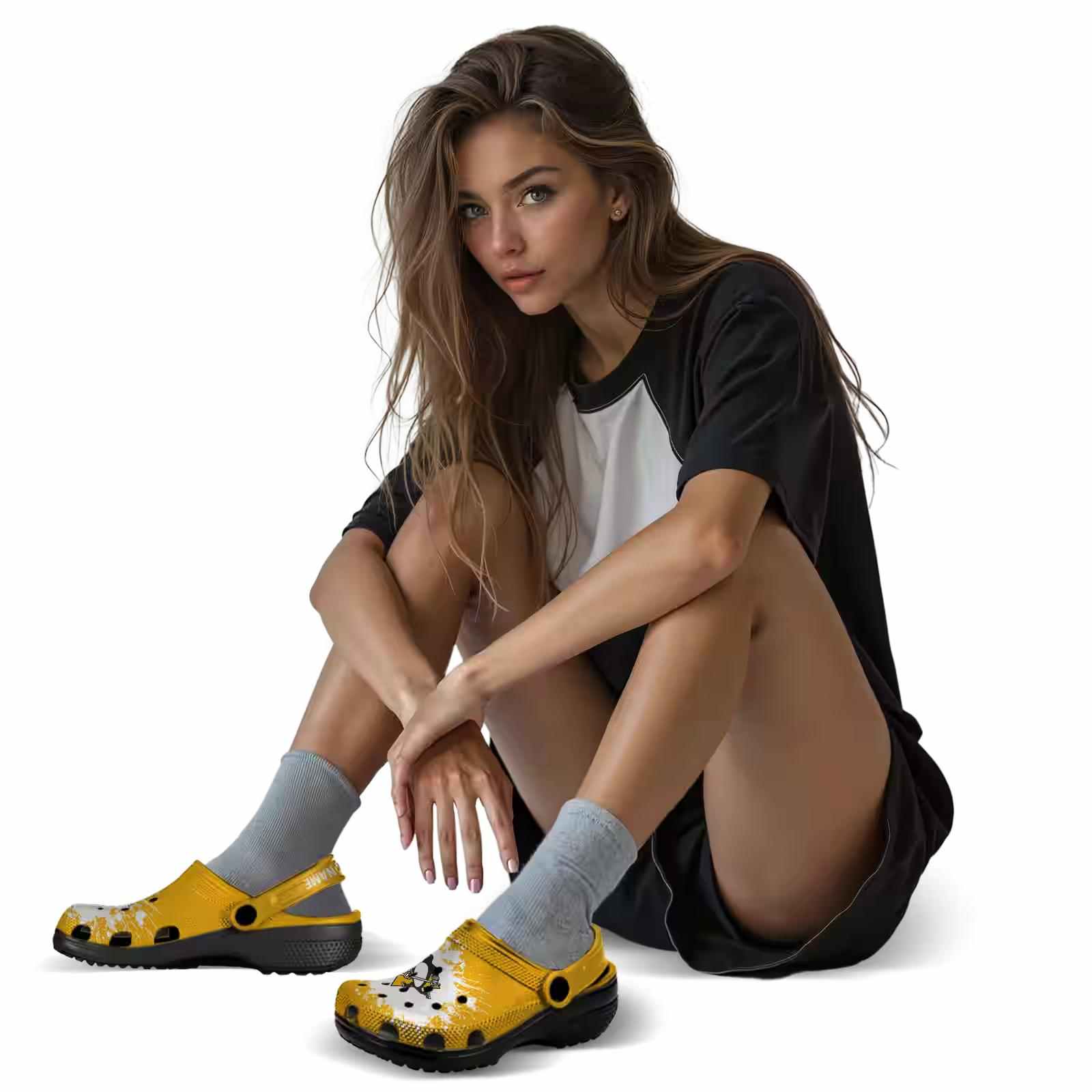 Personalized Pittsburgh Penguins Splatter Background ClogTVC1801901 - Image 6