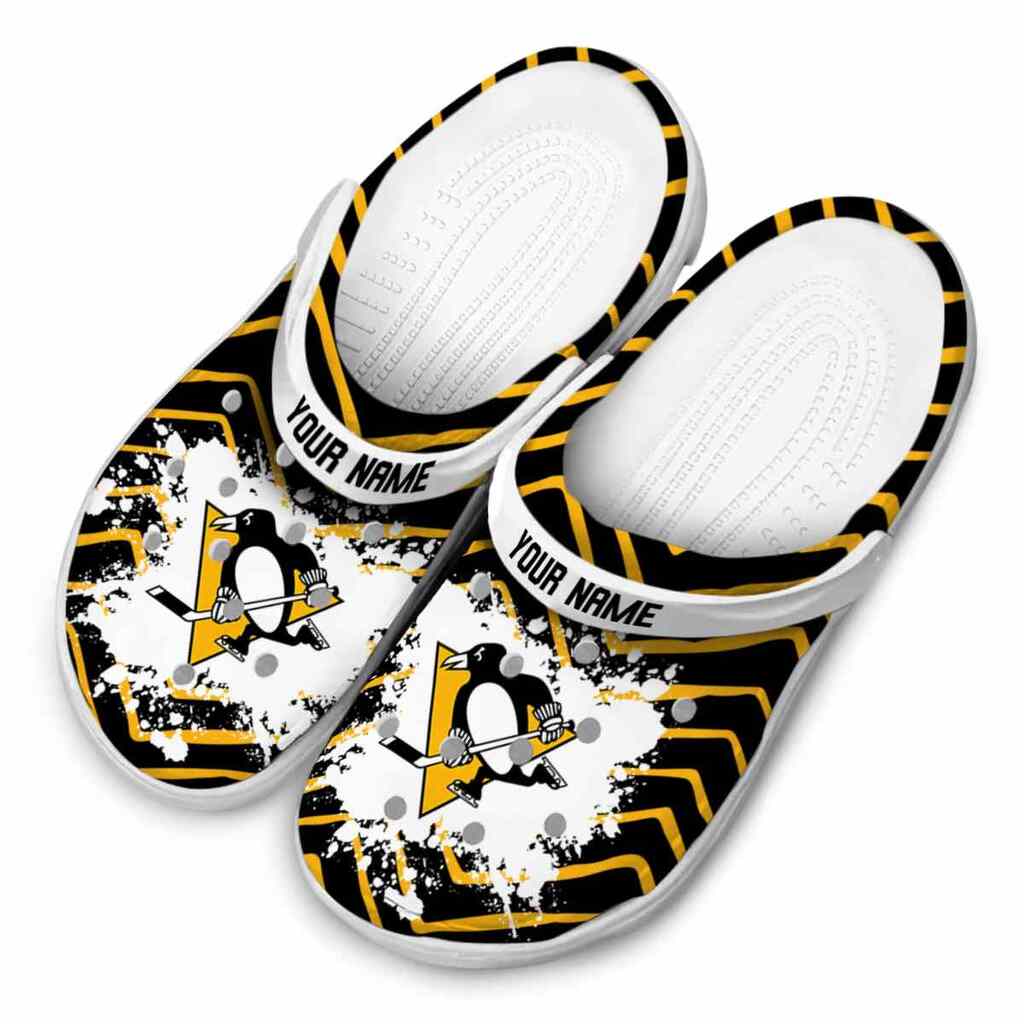 Personalized Pittsburgh Penguins Zigzag Paint Burst ClogTVC1801901 - Image 4