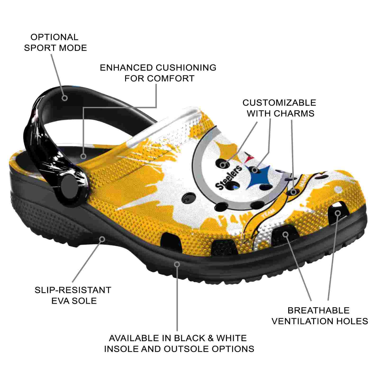 Personalized Pittsburgh Steelers Splatter Pattern ClogTVC180153 - Image 5