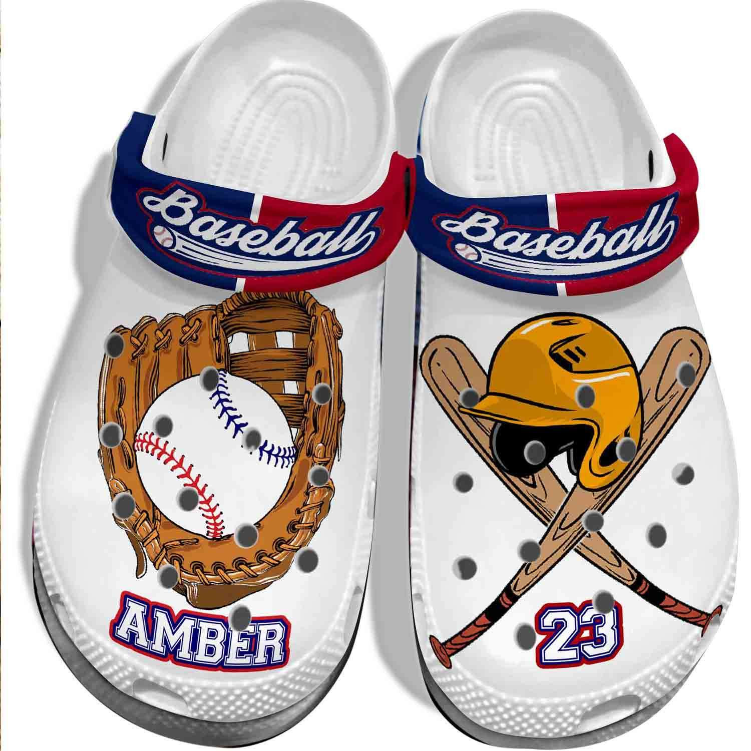 Personalized Player Baseball Equipment Crocband Clogs