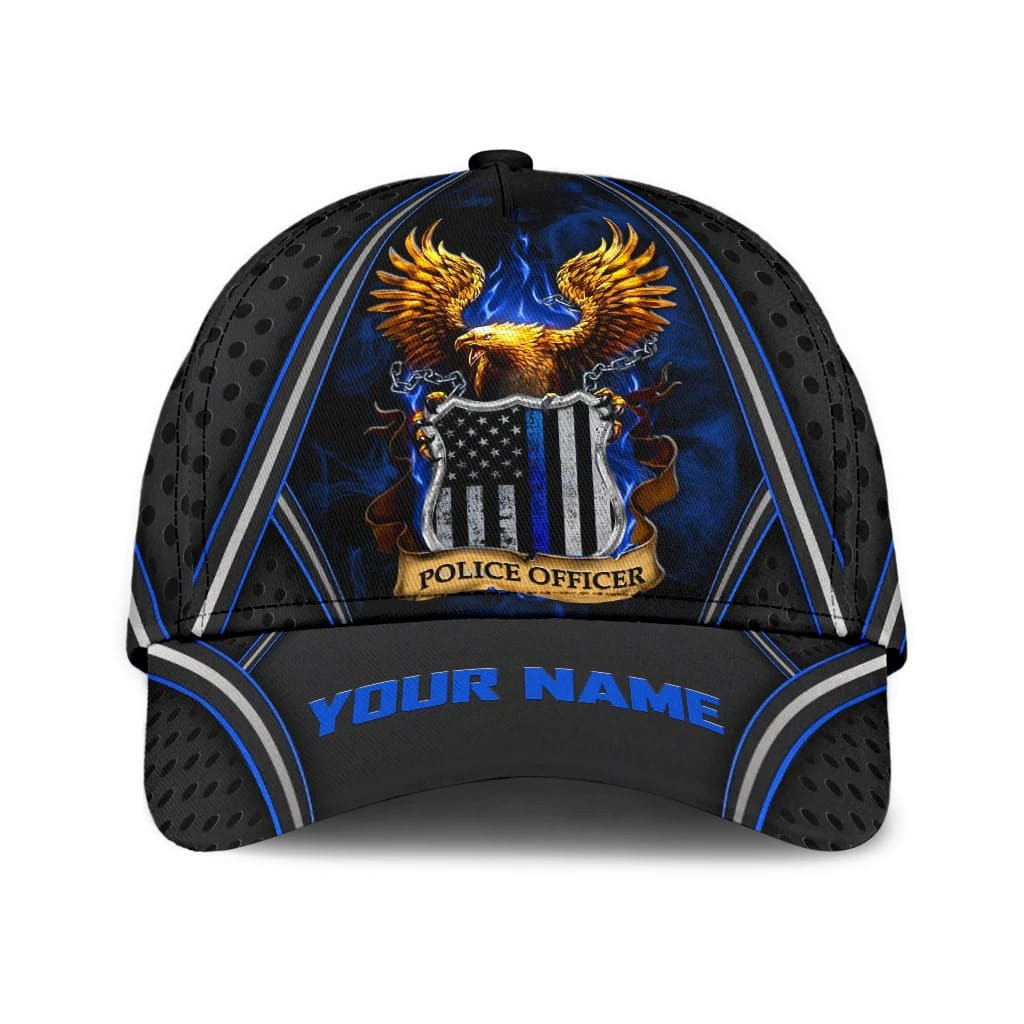 Personalized Police Badge Cap, Police Officer Hat for Police Birthday Gift 3D Baseball Cap Trucker Hats Custom Hats Gifts For Men & Women