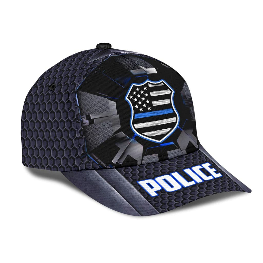 Personalized Police Badge Cap, Police Officer Hat for Police Birthday Gift 3D Baseball Cap Trucker Hats Custom Hats Gifts For Men & Women