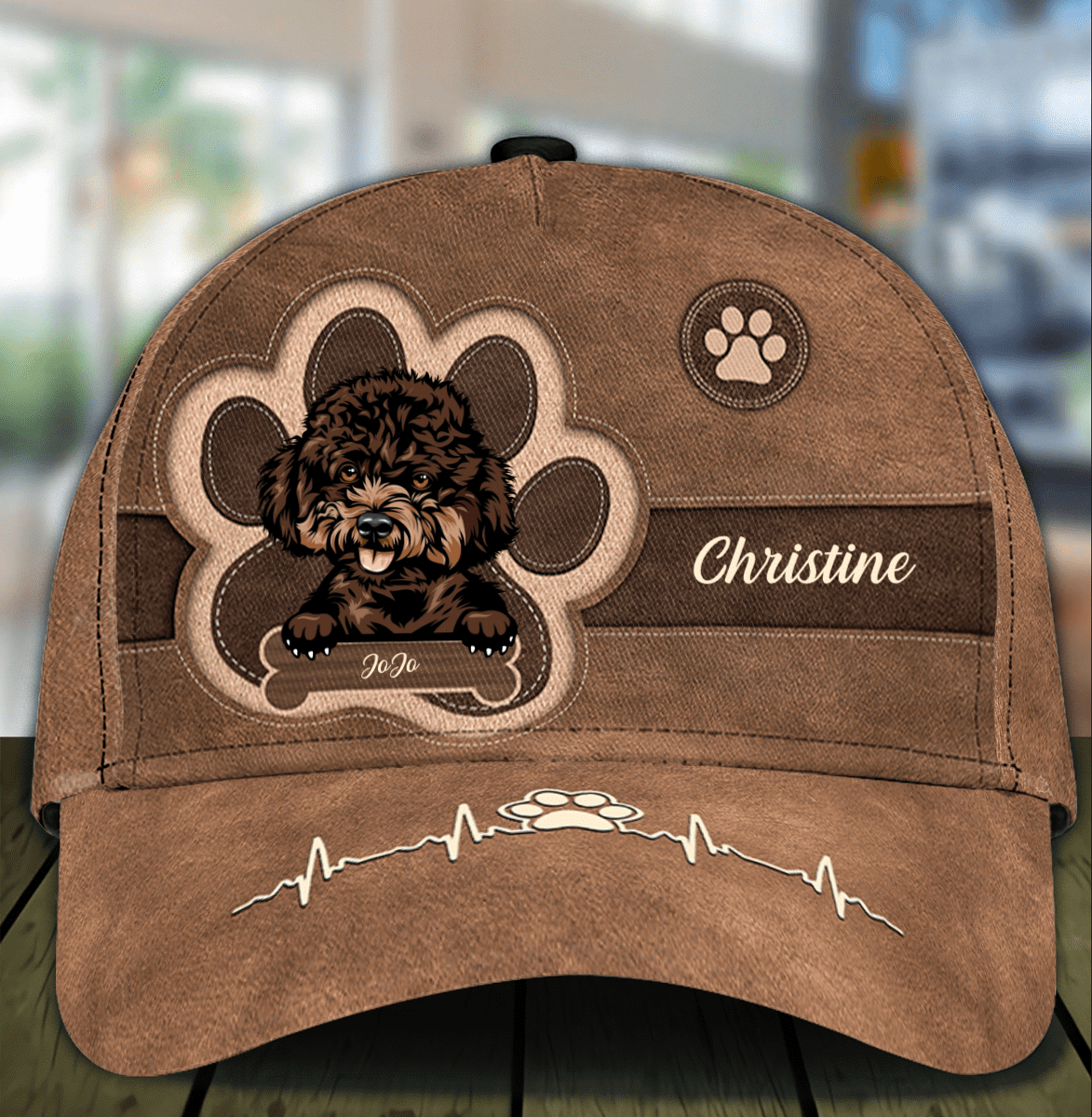 Personalized Poodles Heartbeat Cap for Dog Mom, Pawprints Hat for Daughter Dog Lovers Trucker Hats Custom Hats Gifts For Men & Women