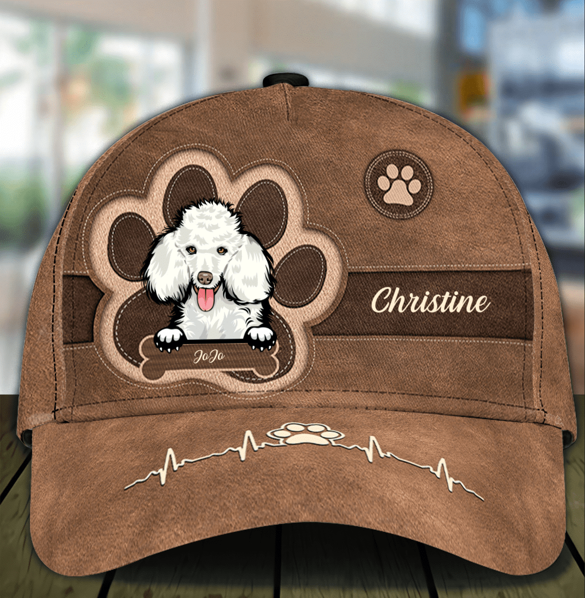Personalized Poodles Heartbeat Cap for Dog Mom, Pawprints Hat for Daughter Dog Lovers Trucker Hats Custom Hats Gifts For Men & Women