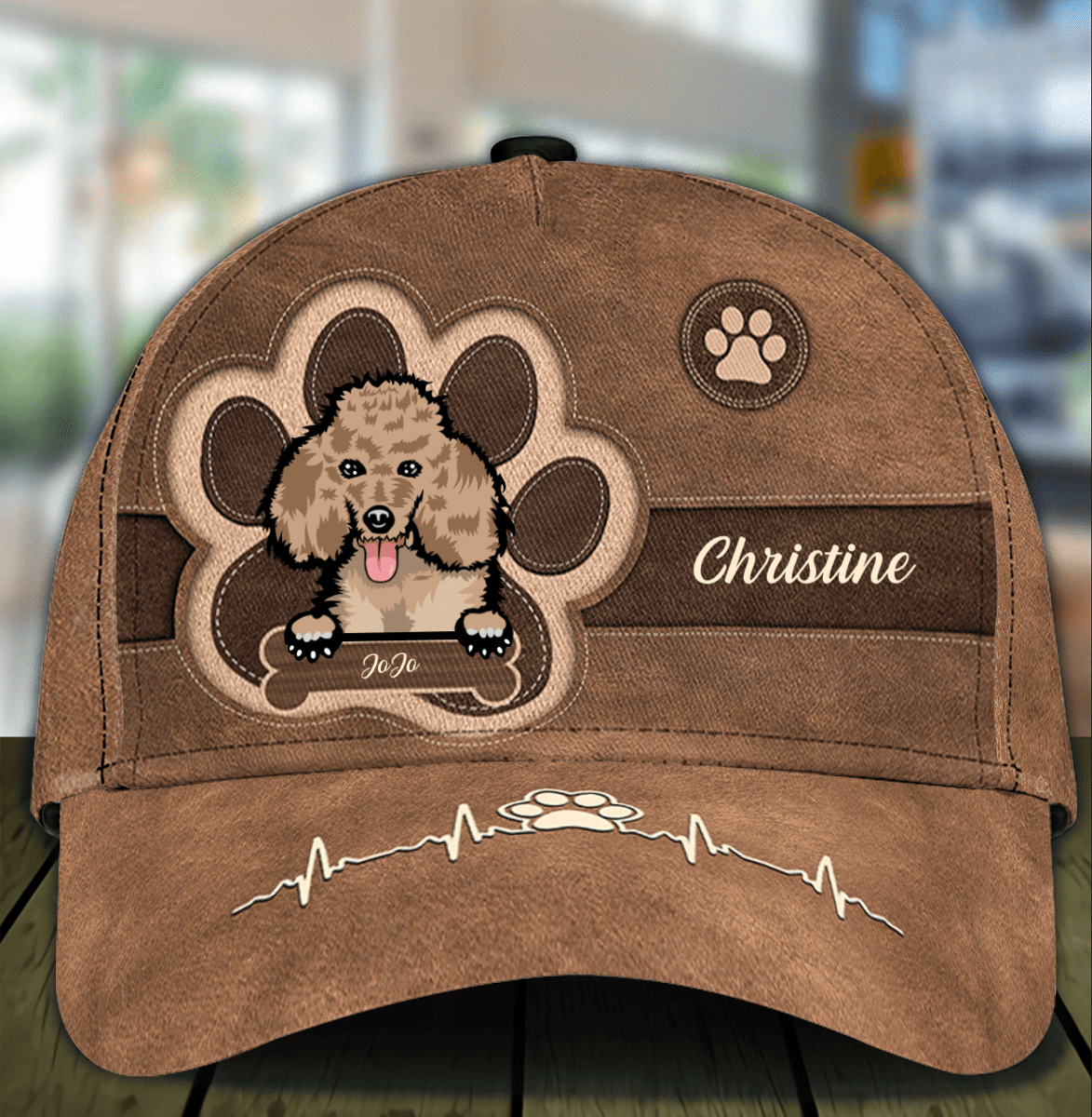 Personalized Poodles Heartbeat Cap for Dog Mom, Pawprints Hat for Daughter Dog Lovers Trucker Hats Custom Hats Gifts For Men & Women
