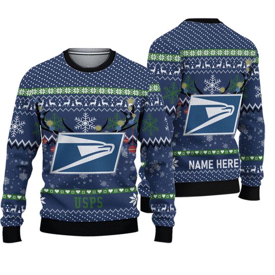 Personalized Postal Service Ugly Christmas Sweater - Image 2
