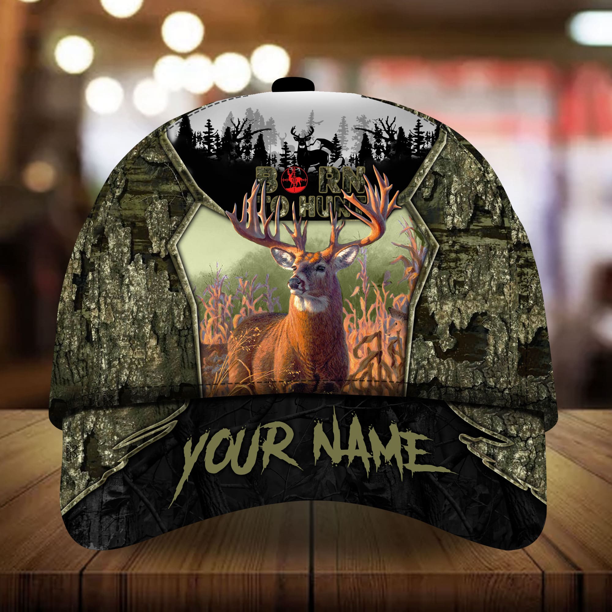 Personalized Premium Born To Hunt Cap, Deer Hunting Multicolor Trucker Hats Custom Hats Gifts For Men & Women
