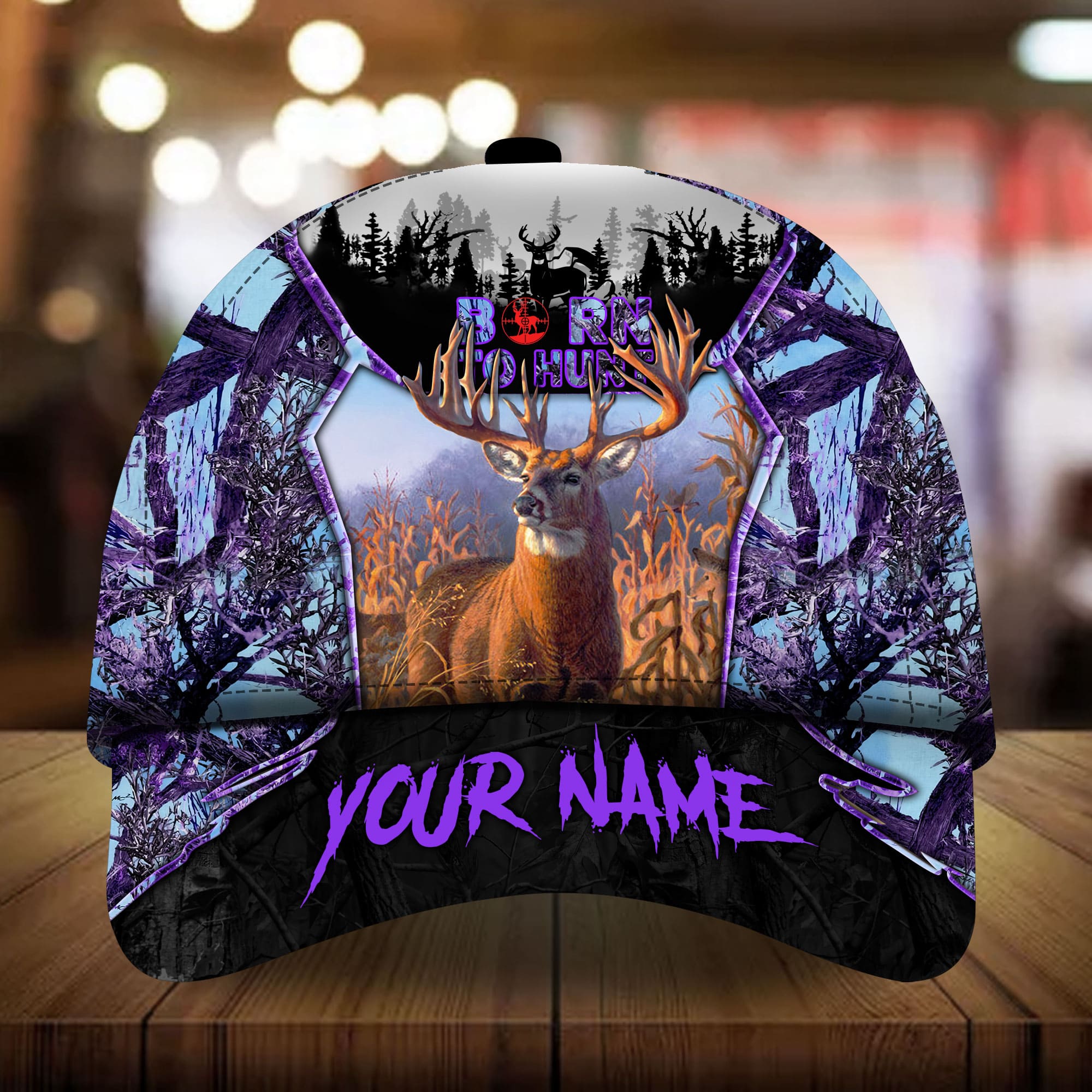 Personalized Premium Born To Hunt Cap, Deer Hunting Multicolor Trucker Hats Custom Hats Gifts For Men & Women
