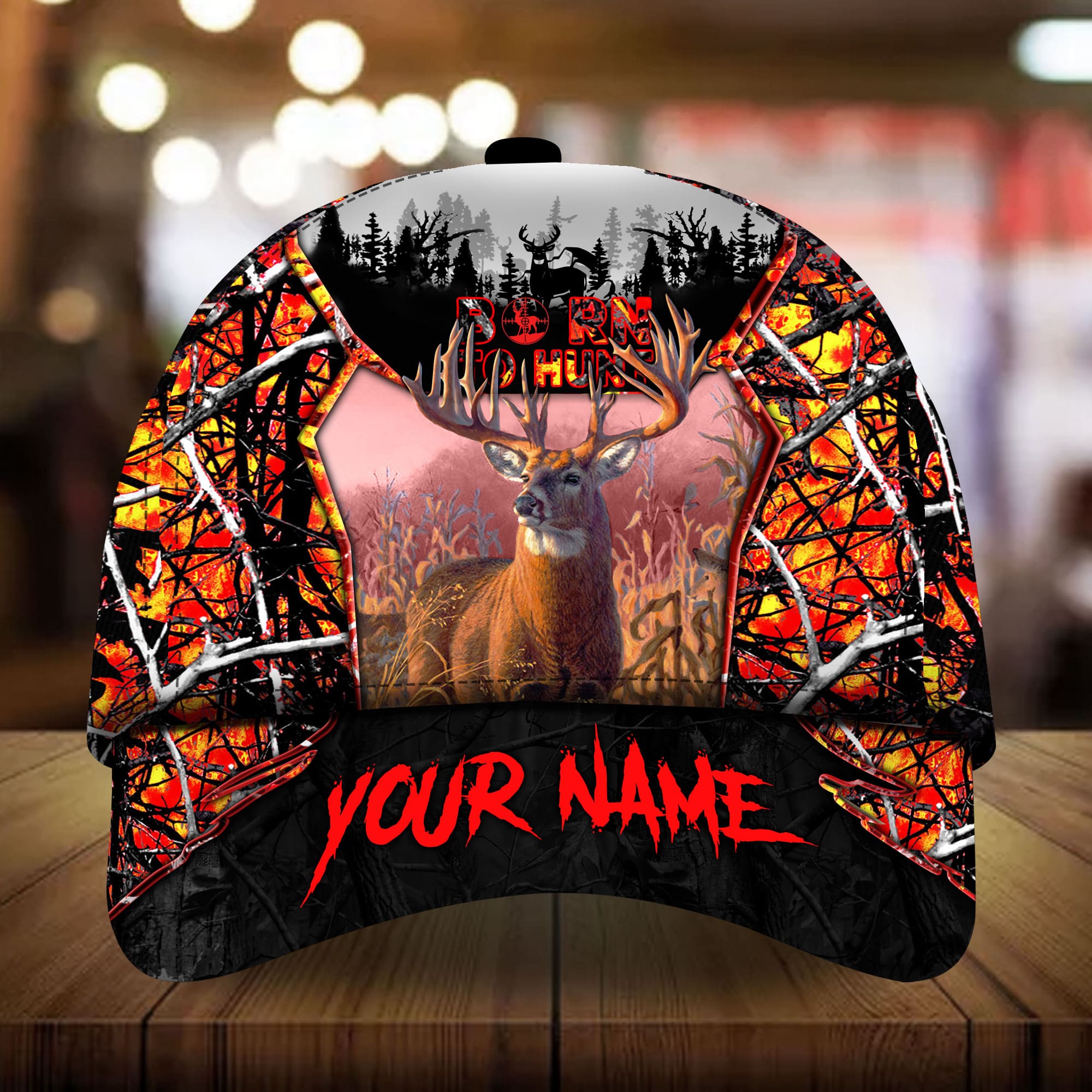 Personalized Premium Born To Hunt Cap, Deer Hunting Multicolor Trucker Hats Custom Hats Gifts For Men & Women