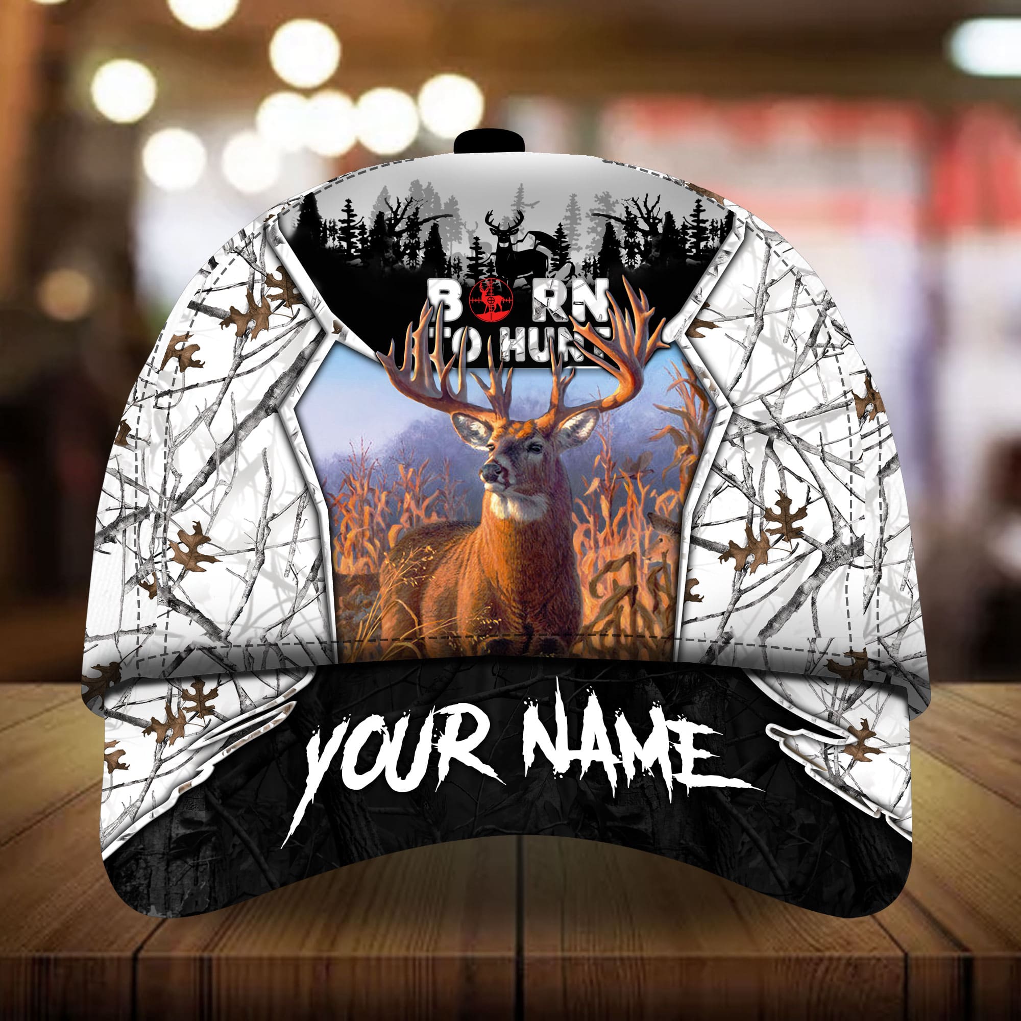 Personalized Premium Born To Hunt Cap, Deer Hunting Multicolor Trucker Hats Custom Hats Gifts For Men & Women