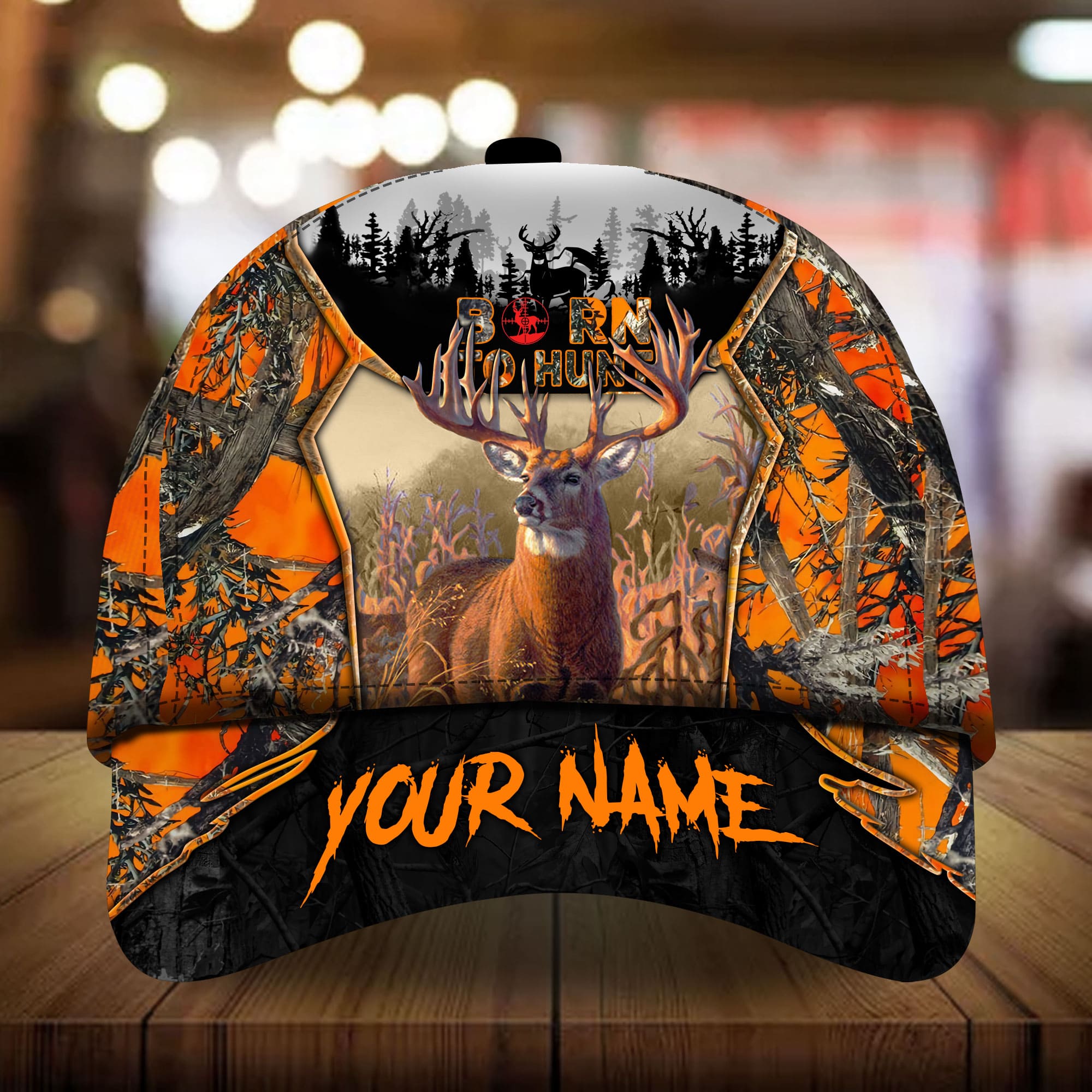 Personalized Premium Born To Hunt Cap, Deer Hunting Multicolor Trucker Hats Custom Hats Gifts For Men & Women