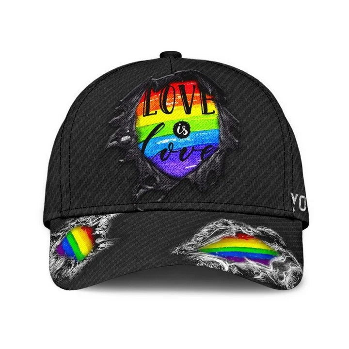 Personalized Pride 3D Baseball Cap, Rainbow Love Is Love Lgbt All Over Printed Classic Cap Hat, Lgbt Gifts Trucker Hats Custom Hats Gifts For Men & Women