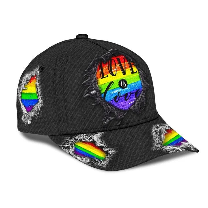 Personalized Pride 3D Baseball Cap, Rainbow Love Is Love Lgbt All Over Printed Classic Cap Hat, Lgbt Gifts Trucker Hats Custom Hats Gifts For Men & Women