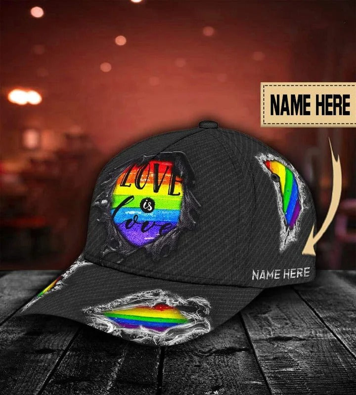 Personalized Pride 3D Baseball Cap, Rainbow Love Is Love Lgbt All Over Printed Classic Cap Hat, Lgbt Gifts Trucker Hats Custom Hats Gifts For Men & Women