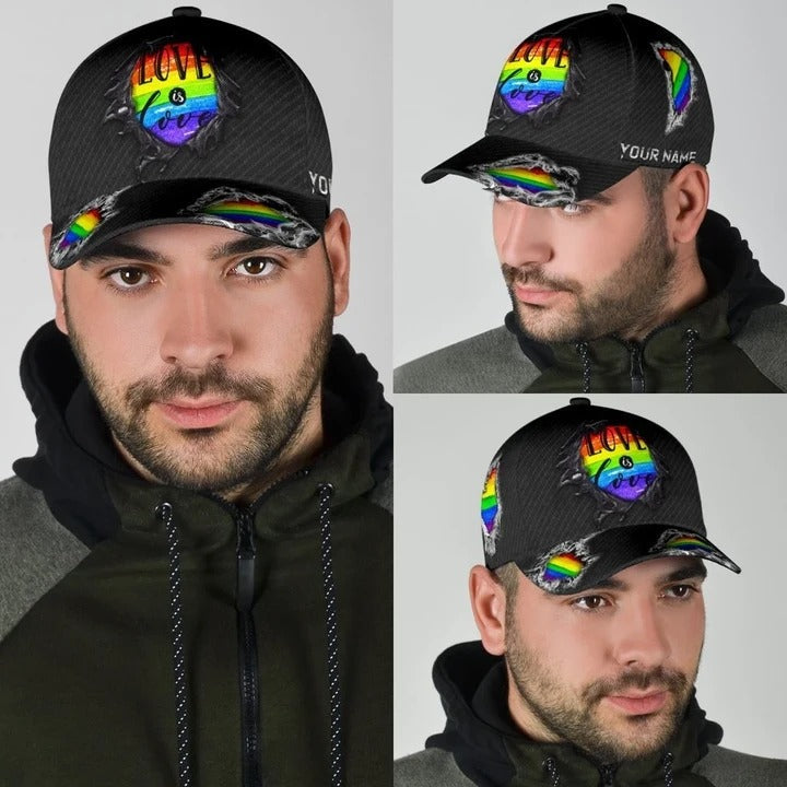 Personalized Pride 3D Baseball Cap, Rainbow Love Is Love Lgbt All Over Printed Classic Cap Hat, Lgbt Gifts Trucker Hats Custom Hats Gifts For Men & Women