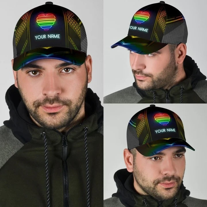 Personalized Pride Baseball Cap With Name, Same Love Same Right Lgbt Printing Baseball Cap Hat Trucker Hats Custom Hats Gifts For Men & Women