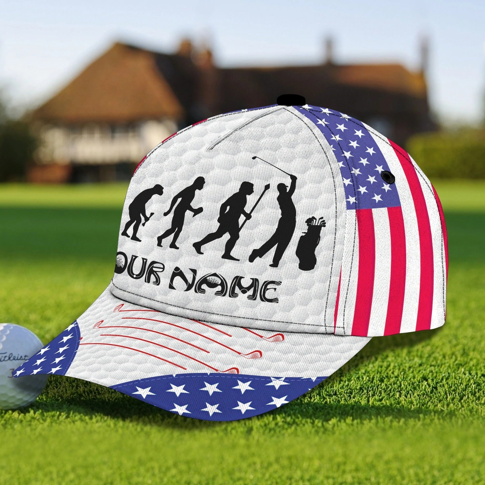 Personalized Progress Of A Golf Master 3D Cap Hat, I Love Golf Full Print White Cap Hat Trucker Hats Custom Hats Gifts For Men & Women