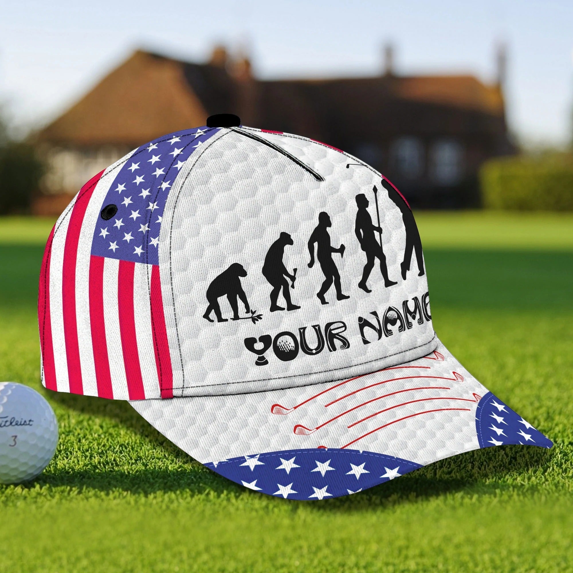 Personalized Progress Of A Golf Master 3D Cap Hat, I Love Golf Full Print White Cap Hat Trucker Hats Custom Hats Gifts For Men & Women