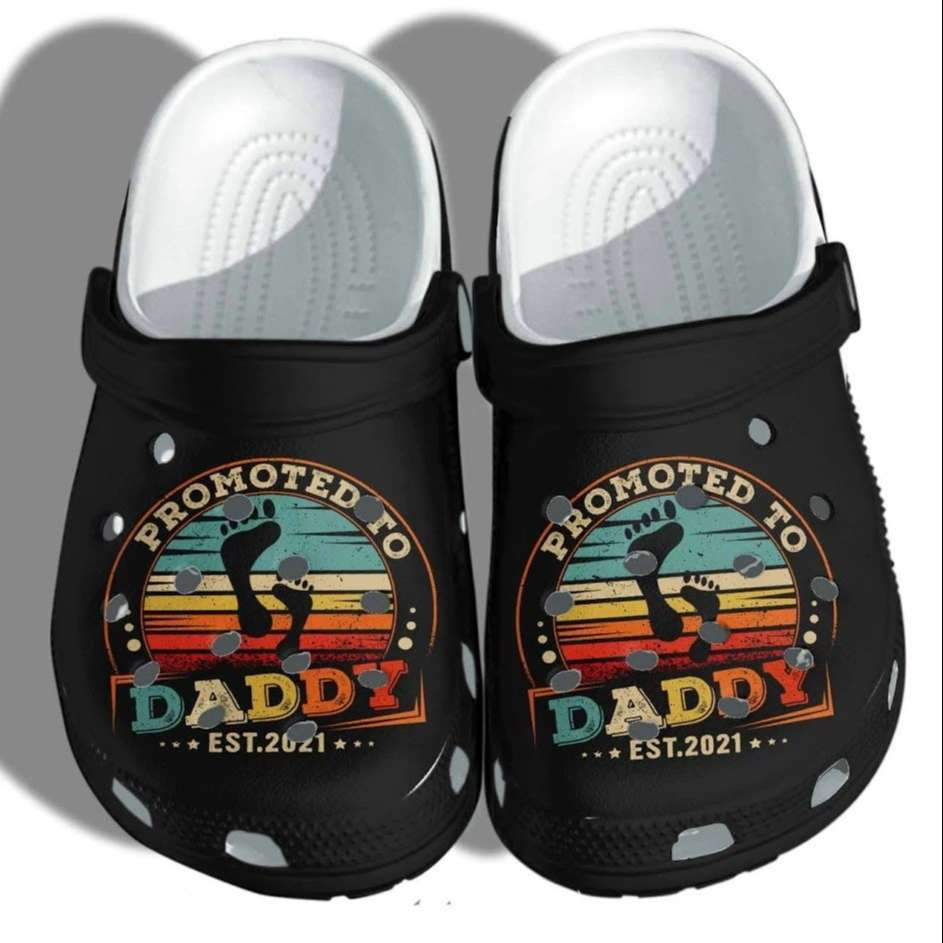 Personalized Promoted To Daddy Crocband Clogs