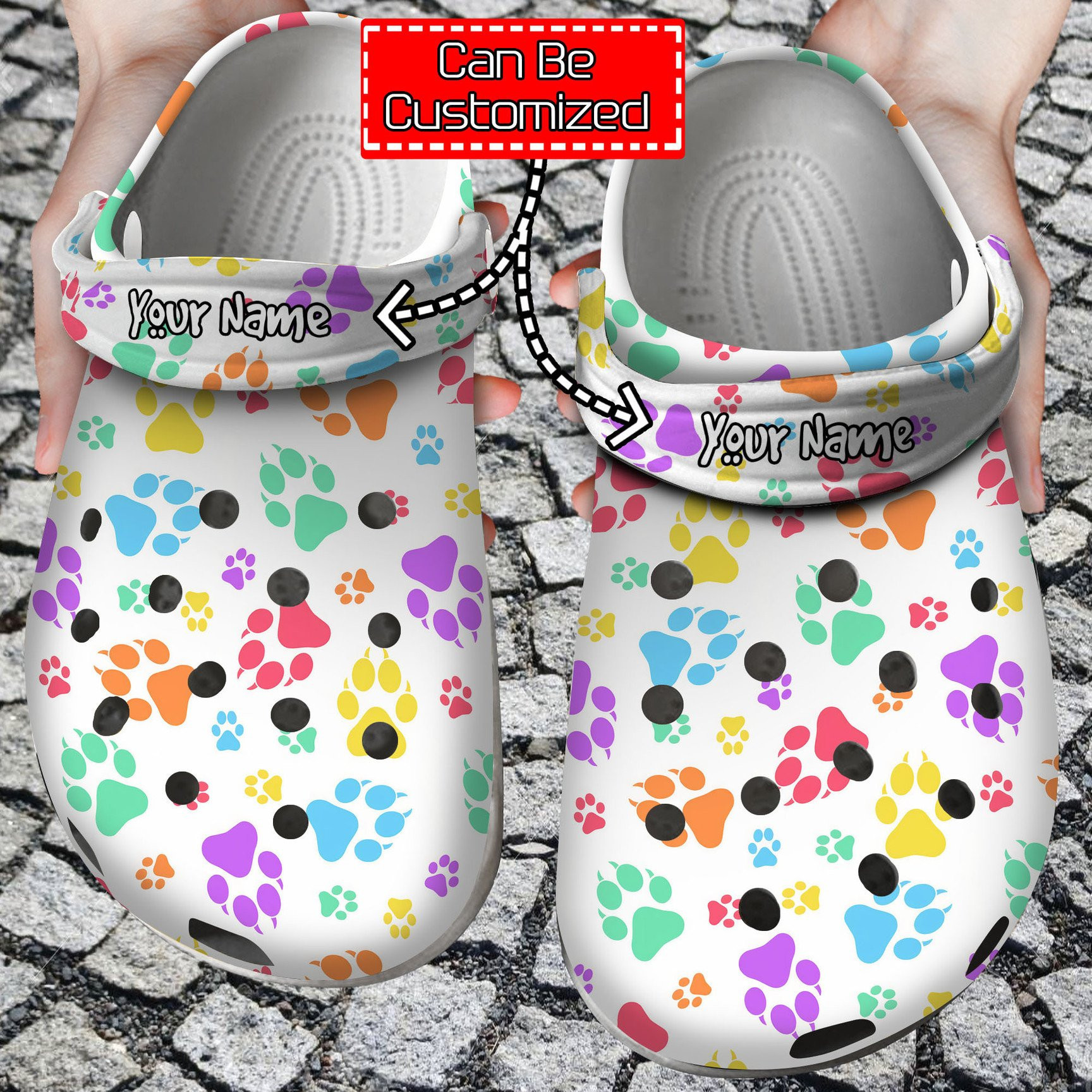 Personalized Puppy Paw Prints Pattern clog Shoes