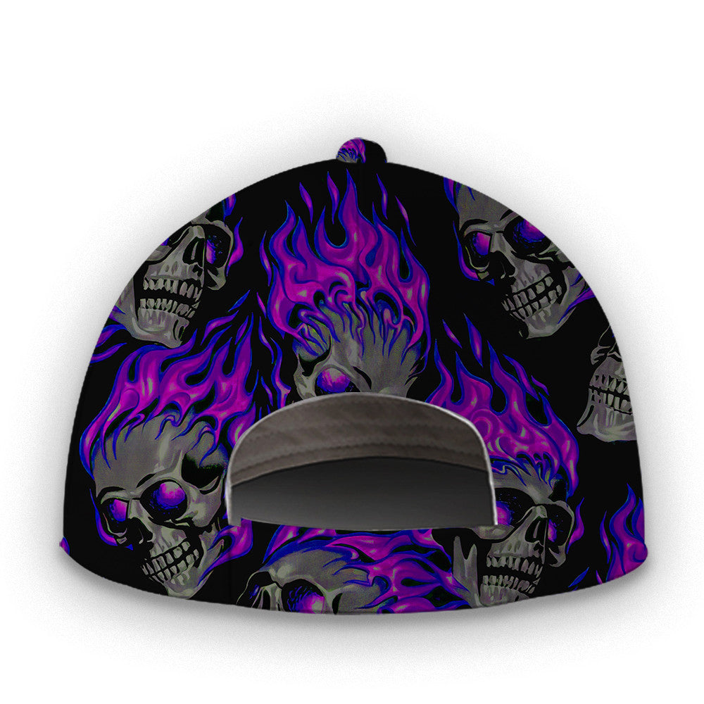 Personalized Purple Fire Skull Hat Classic Cap Trucker Hats Custom Hats Gifts For Men & Women