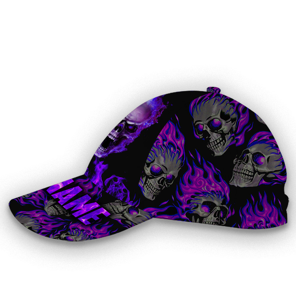 Personalized Purple Fire Skull Hat Classic Cap Trucker Hats Custom Hats Gifts For Men & Women