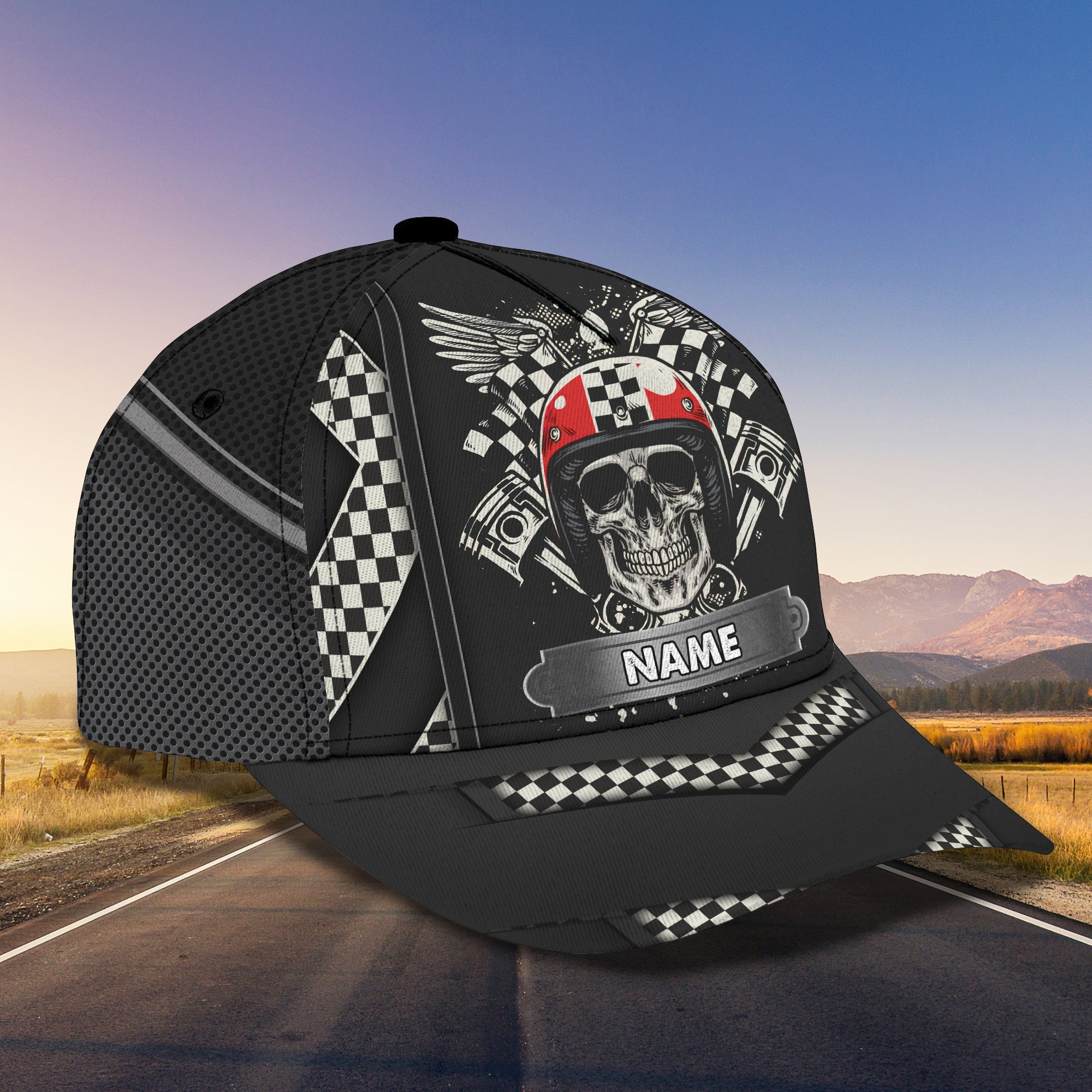 Personalized Racing American Classic Cap Hat, Skull Racer Cap Hat, Cool Racing Cap Hat Trucker Hats Custom Hats Gifts For Men & Women