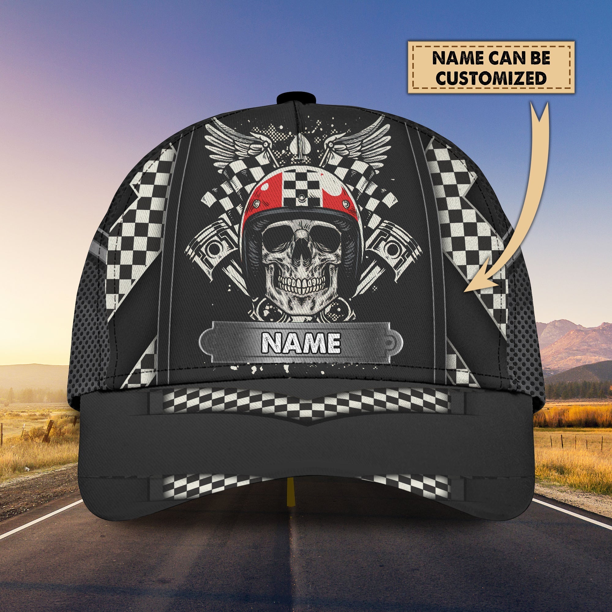 Personalized Racing American Classic Cap Hat, Skull Racer Cap Hat, Cool Racing Cap Hat Trucker Hats Custom Hats Gifts For Men & Women