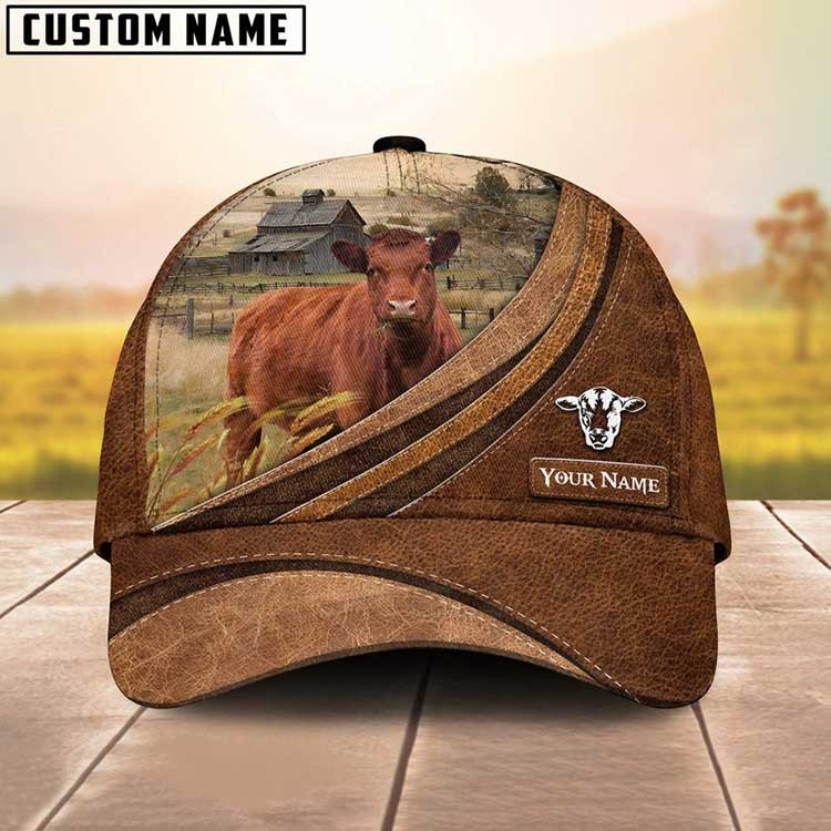 Personalized Red Angus Cattle Hat for Farmer, Custom Name 3D Farmhouse Classic Cap Trucker Hats Custom Hats Gifts For Men & Women