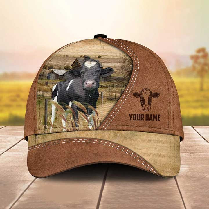 Personalized Red Holstein Cattle Hats for Farmers, Red Holstein Cattle Cap for Husband, Dad Trucker Hats Custom Hats Gifts For Men & Women