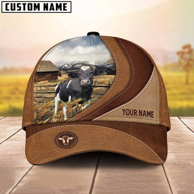Personalized Red Holstein Cattle Hats for Farmers, Red Holstein Cattle Cap for Husband, Dad Trucker Hats Custom Hats Gifts For Men & Women