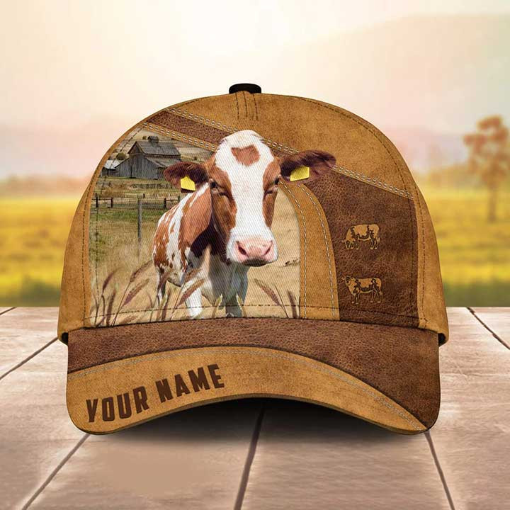 Personalized Red Holstein Cattle Hats for Farmers, Red Holstein Cattle Cap for Husband, Dad Trucker Hats Custom Hats Gifts For Men & Women