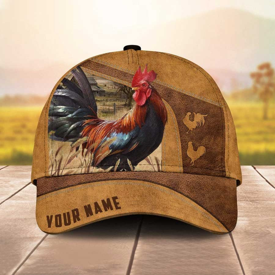 Personalized Rooster Hats for Men, Husband, Dad, 3D Chicken Retro Cap for Farmers Trucker Hats Custom Hats Gifts For Men & Women