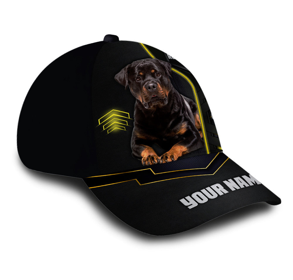 Personalized Rottweiler Dog Dark Hat Classic Cap Trucker Hats Custom Hats Gifts For Men & Women