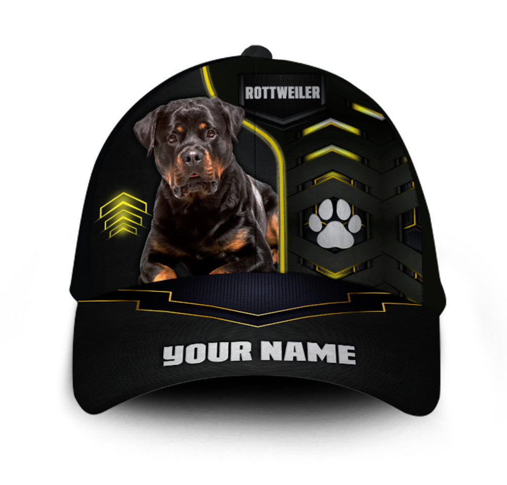 Personalized Rottweiler Dog Dark Hat Classic Cap Trucker Hats Custom Hats Gifts For Men & Women