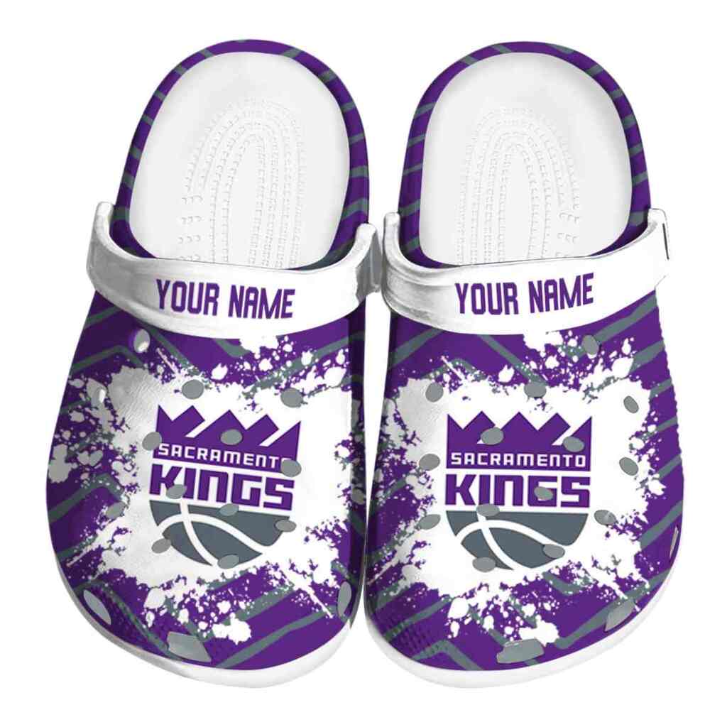 Personalized Sacramento Kings Zigzag Paint Burst ClogTVC1801693