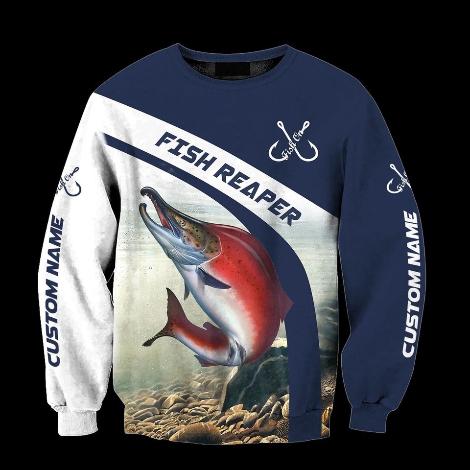 Personalized Salmon Fishing Hoodie 3D Sweatshirt