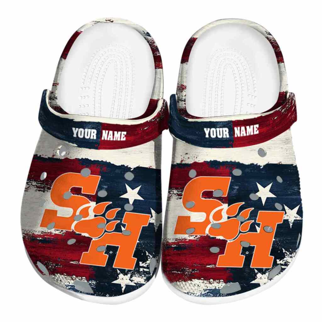 Personalized Sam Houston Bearkats Patriotic Stripes ClogTVC1801769
