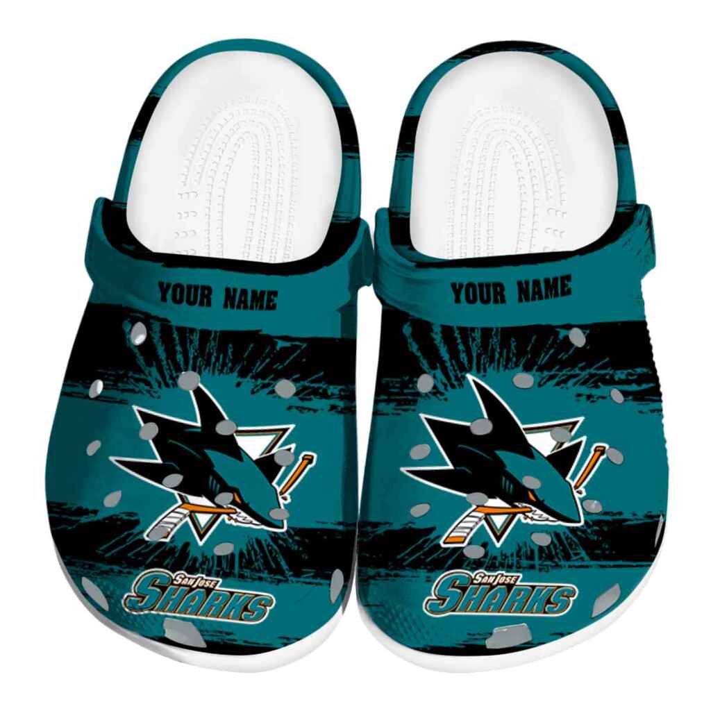 Personalized San Jose Sharks Paint Splatter Graphics ClogTVC1801904