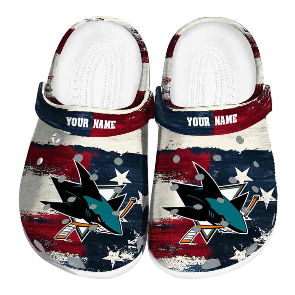 Personalized San Jose Sharks Patriotic Stripes ClogTVC1801904