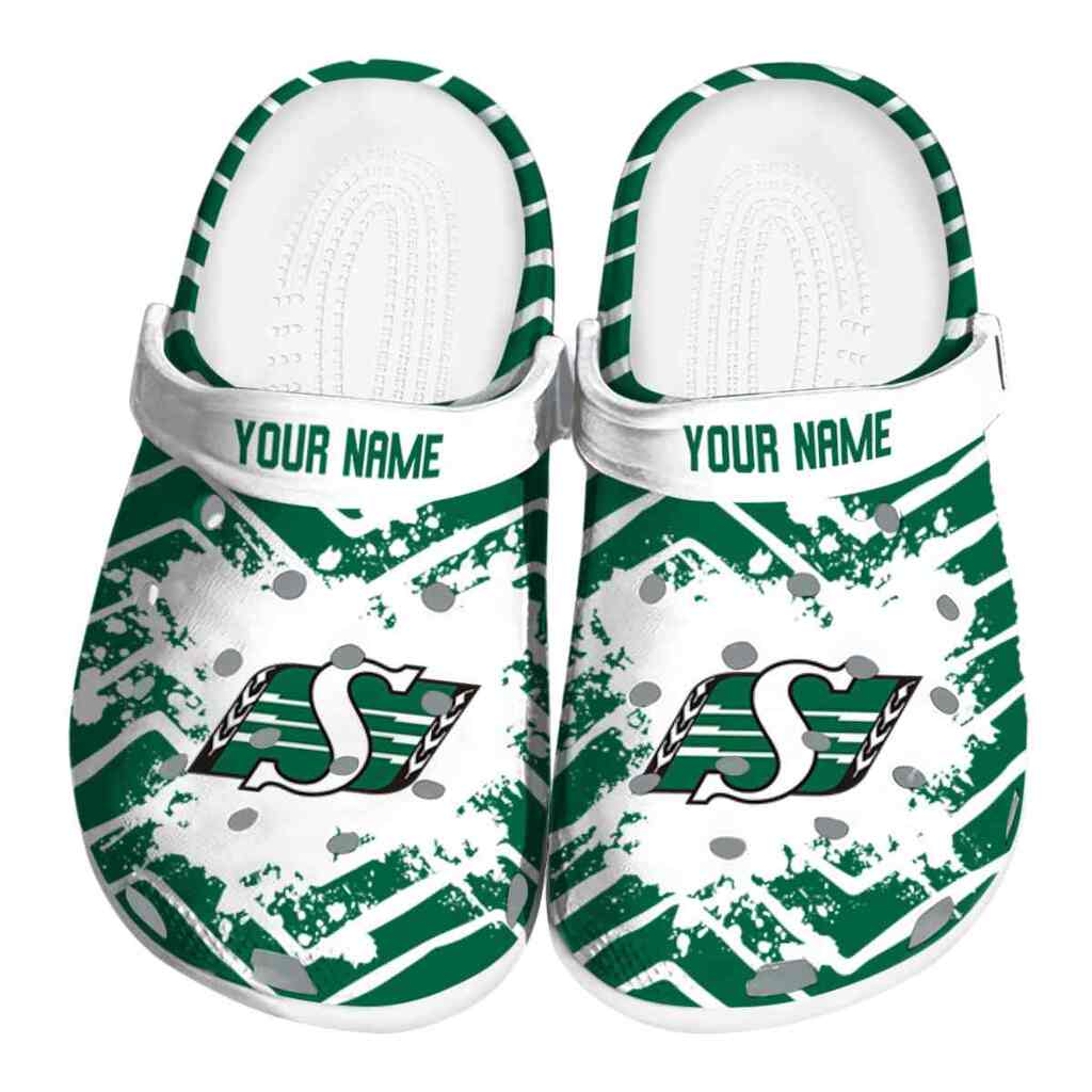 Personalized Saskatchewan Roughriders Zigzag Paint Burst ClogTVC1801794